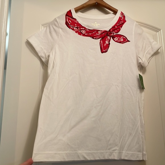 Kate Spade bandana scarf graphic T-shirt white & red Small - Picture 10 of 11